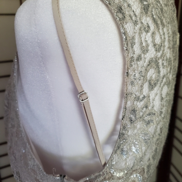 Silver lace cocktail dress, size 10 - Picture 6 of 7